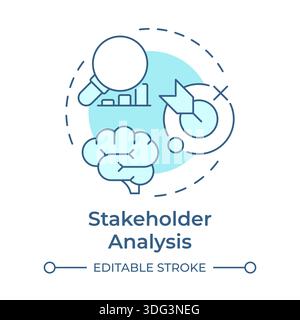 Stakeholder analysis soft blue concept icon Stock Vector