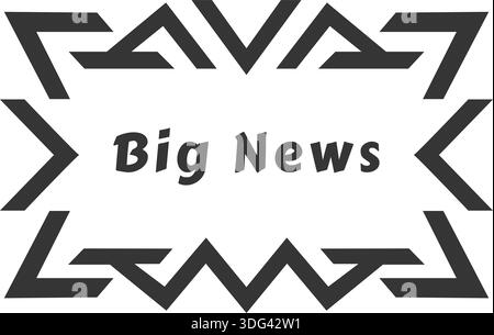 A high contrast headline panel with angular chevrons and arrow shapes pointing toward the words Big News. Stock Vector