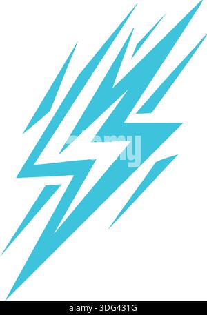 A stylized electric bolt in crisp icy blue zigzags, conveying energy, speed, and impact. Stock Vector
