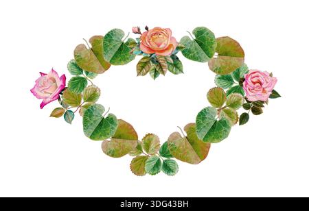 Painting watercolor abstract illustration on paper green,red,pink color of heart leaf and roses with valentine day beautiful bright,brick wall in gray Stock Photo