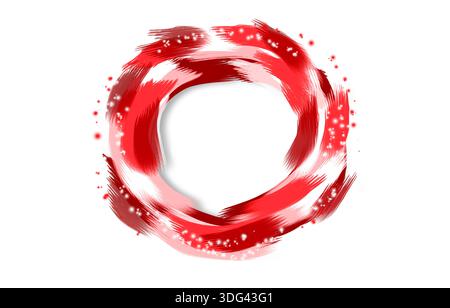 Abstract design watercolor painting  illustration red,pink color of stroke circle colorful bright,on white background.Hand painted beauty Stock Photo
