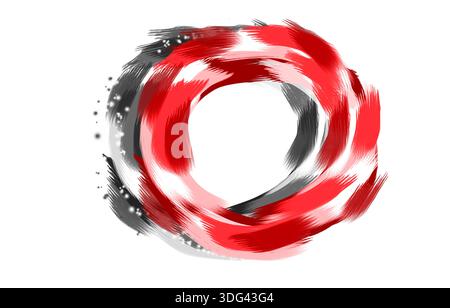 Abstract design watercolor painting  illustration red,black,gray color of stroke circle colorful bright,on white background.Hand painted beauty Stock Photo