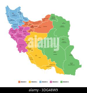 Provinces of Iran, multi colored political map, with borders, and ...