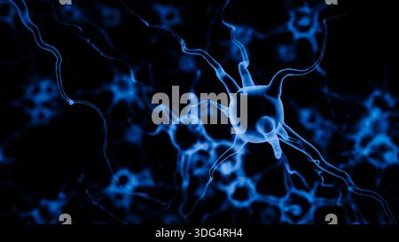 Human Brain Neurons Neural Network Science Concept. 3d rendering Stock Photo