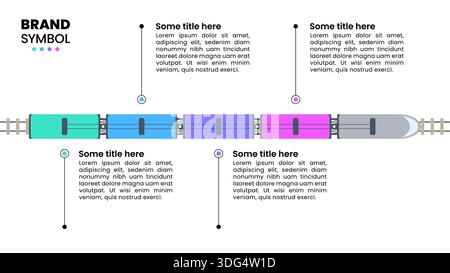 Infographic template with 4 options or steps. Train. Can be used for workflow layout, diagram, banner, webdesign. Vector illustration Stock Vector