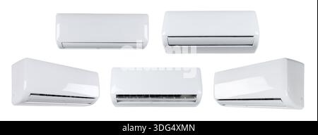White air condition isolated on clear background Illustration about electrical equipment in house. Stock Photo