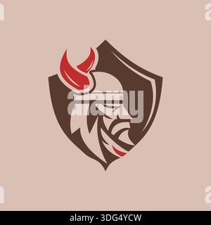 Detailed Viking icon illustration featuring Norse warrior, helmet, axe, shield, runes and mythological elements. Ideal for app UI, game assets, brandi Stock Vector