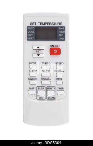 White air conditioner remote control, isolated. Stock Photo