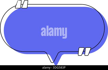 Rounded rectangular balloon with colorful interior, black offset outline, and quotation marks centrally located. Stock Vector
