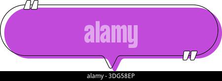Rounded horizontal speech balloon featuring colorful fill, offset black outline, and centered quotation marks. Stock Vector