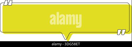 Straight horizontal rectangular balloon with color-filled background, rounded corners, and two quotation marks inside. Stock Vector