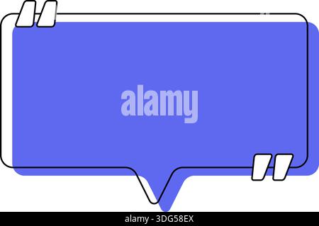 Message-style rectangular balloon featuring colorful fill, rounded corners, offset line border, and quotation marks. Stock Vector