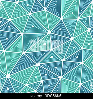 A tileable abstract background featuring large triangles with multiple repeated inner triangles, presented in a multi-color style. Stock Vector