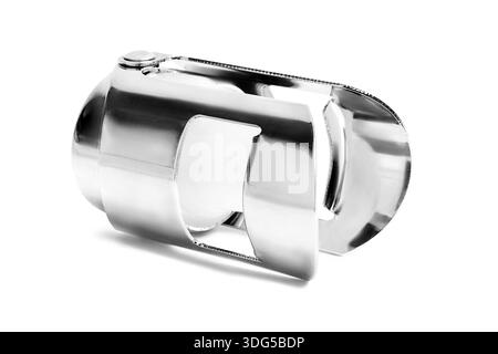 Chrome metal bottle stopper isolated on white background Stock Photo