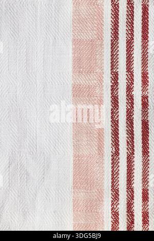 White and brown striped cotton textured fabric background Stock Photo