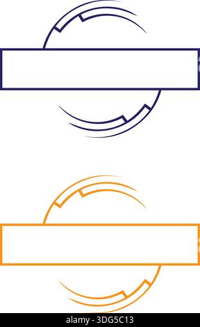 Circle stamp frame template. Vector draft element for stamp seals in blue color Stock Vector