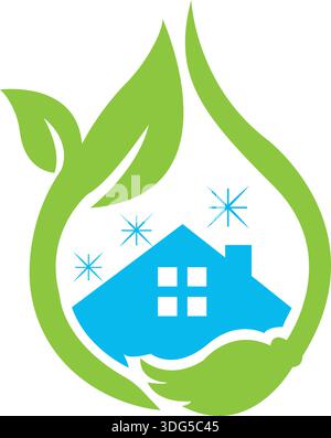 Home Cleaning Service and leaf Business Design Stock Vector
