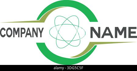 Company green circle  Logo atom design vector in green color Stock Vector