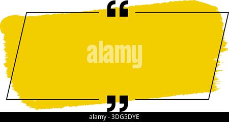 Tilted rectangular speech balloon with brushed color fill and two quotation marks within the outlined shape. Stock Vector