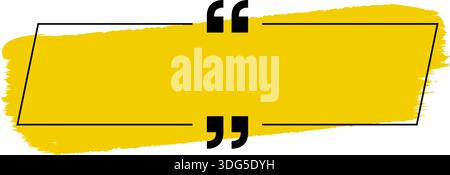 Diagonal speech balloon with rectangular shape, colorful background in brush style and two quotation marks inside. Stock Vector