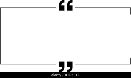 Rectangular balloon with a gap on the side edge, outlined in black with quotation marks inside. Stock Vector