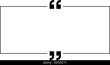 Horizontal rectangular balloon with clear space, outlined in black with two quotation marks inside. Stock Vector