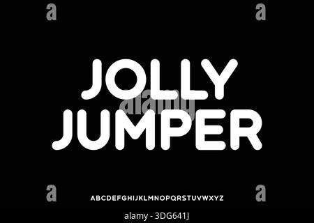 Bold modern rounded sans serif alphabet display font vector illustration. Jolly jumper typeface Stock Vector