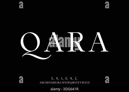 Elegant luxury serif alphabet display font vector illustration for logo branding design Stock Vector