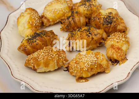 Golden puff pastry appetizers Stock Photo