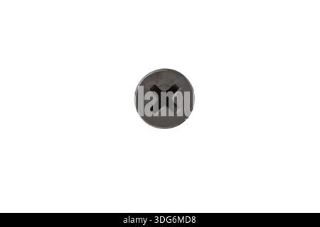 Looking Down on to a Phillips Head Drywall Screw on a White Background Stock Photo