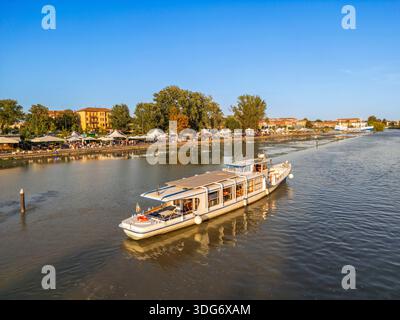 the Nena boat, dock, Ferrara, Emilia-Romagna, Italy Stock Photo