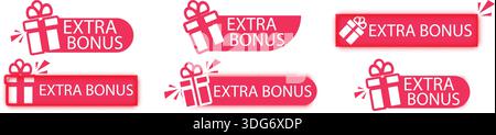Extra bonus labels and badges with gift box symbols Stock Vector