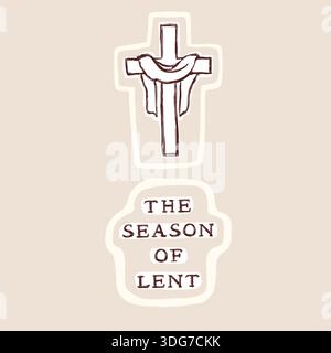 Easter lent season religious christian icon set with cross and robe symbol set. Hand drawn isolated vector motif illustration for church announcement Stock Vector