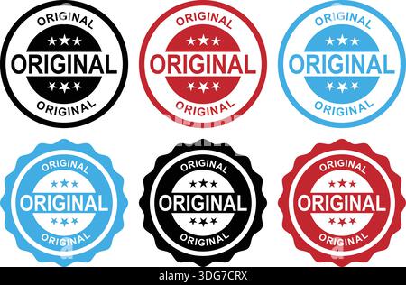 Original stamp badge labels with check mark and star symbols Stock Vector