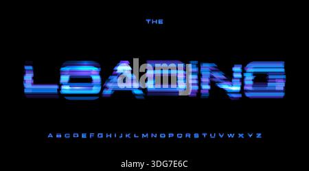 Loading Digital Noice Font Logo Alphabet Vector Load Glitch Letters Set Modern Typography, App Software Typographic Design for Play Button, Game UI Stock Vector