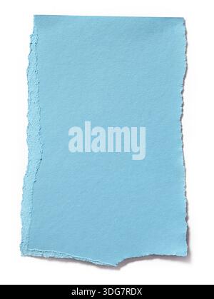 blue color piece of paper with irregular, ripped, and torn edges, isolated on white background. The rough, jagged edges of the texture paper Stock Photo