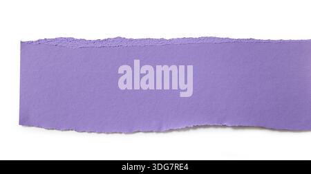 purple color piece of paper with irregular, ripped, and torn edges, isolated on white background. The rough, jagged edges of the texture paper Stock Photo