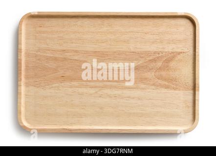 wooden tray isolated on white background, top view Stock Photo
