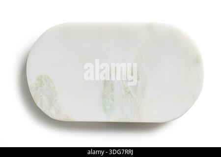 new empty natural stone try isolated on white background, top view Stock Photo