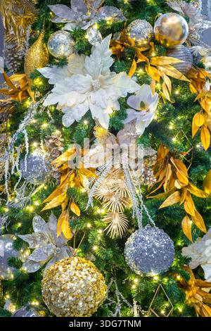 Ornate Christmas tree decoration ornaments, USA Stock Photo