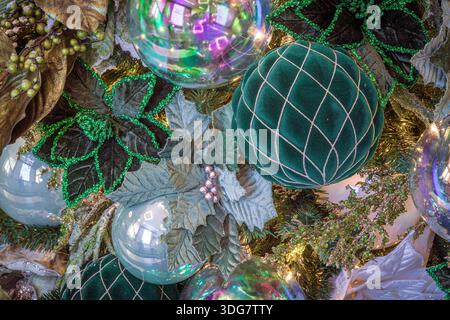 Ornate Christmas tree decoration ornaments, USA Stock Photo