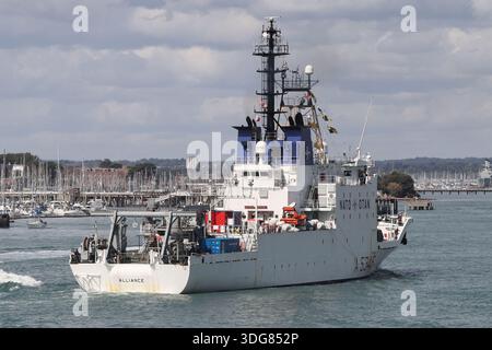 The NATO research vessel ITS ALLIANCE in the harbour. The ship is operated by the Italian navy Stock Photo