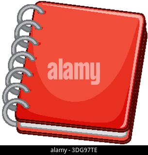 A clean vector illustration of a red spiral-bound notebook with silver wire binding Stock Vector