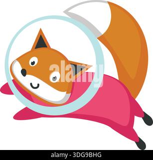 Cartoon funny fox cosmonaut in spacesuit vector Stock Vector