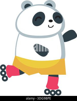 Panda roller skater vector cartoon sport character Stock Vector