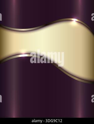 premium abstract luxury background deep purple metallic texture and flowing golden wave designed for corporate branding and elegant gala invitations Stock Vector