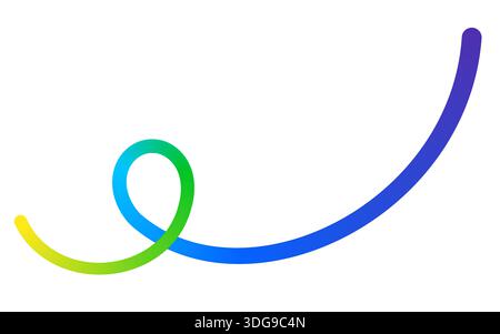 Abstract colorful gradient wavy dynamic curved line with swirl element. Stock Vector