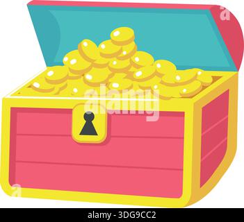 Vector cartoon gold treasure chest box icon Stock Vector