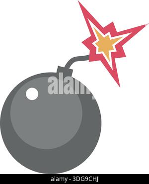 Cartoon black cannon bomb vector icon illustration Stock Vector