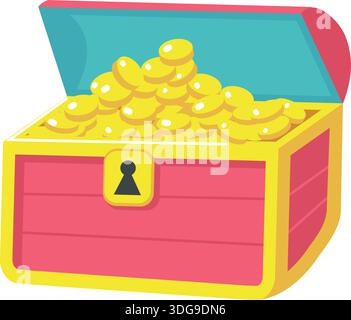 Vector cartoon gold treasure chest box icon Stock Vector
